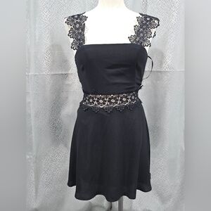 Lulu's Black Lace Trim Dress